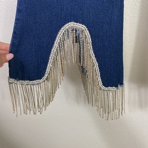 Rhinestone Flared Blue Jeans, Lucky & Blessed, Size 8